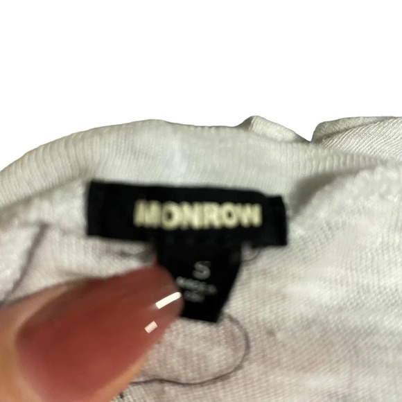 Monrow Cutout Waist Contrast T-Shirt Dress White Gray Size Small - Picture 7 of 9